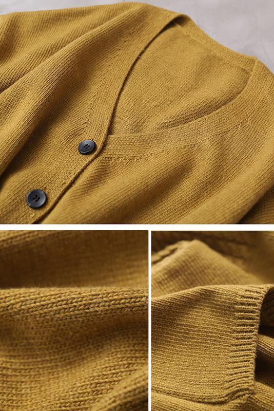 Knitted V-neck Cotton Cardigan Sweater Coat