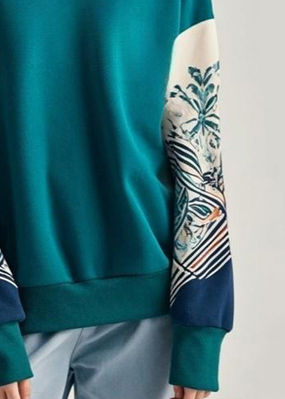 Blue Print Patchwork Sweatshirts Fall