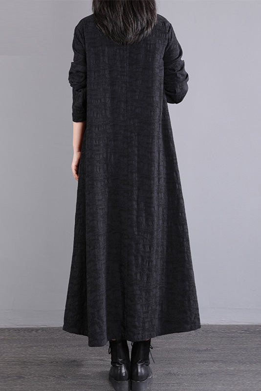 Fall Long Sleeve Dress Loose Cotton Dress