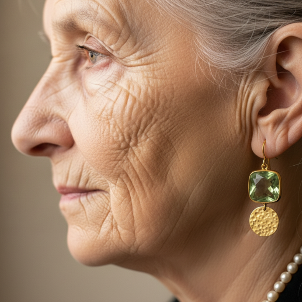 Green Golden Glass Earrings