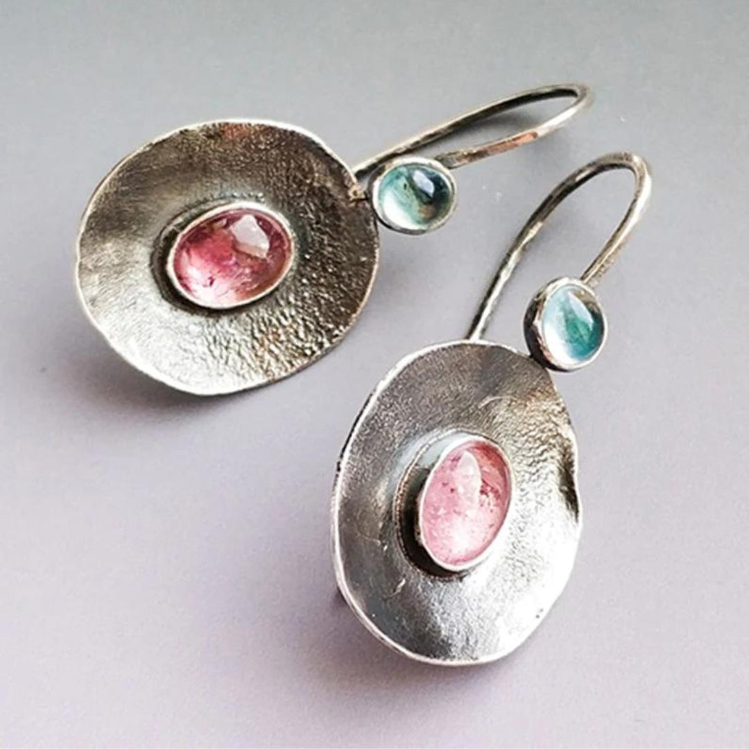 Bicoloured Crystal Earrings in Silver