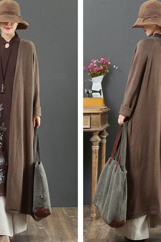 Organic Loose V Neck Knit Cardigan
