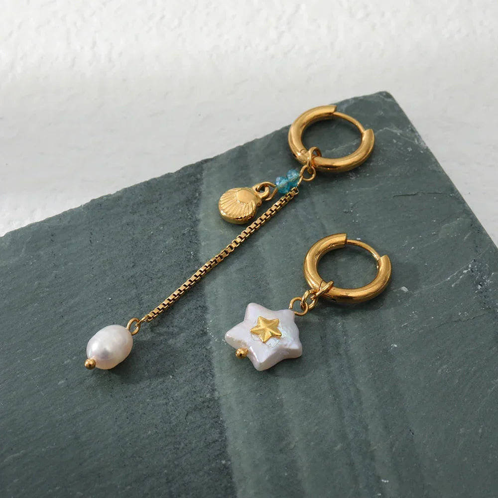 White Star Gold Earrings