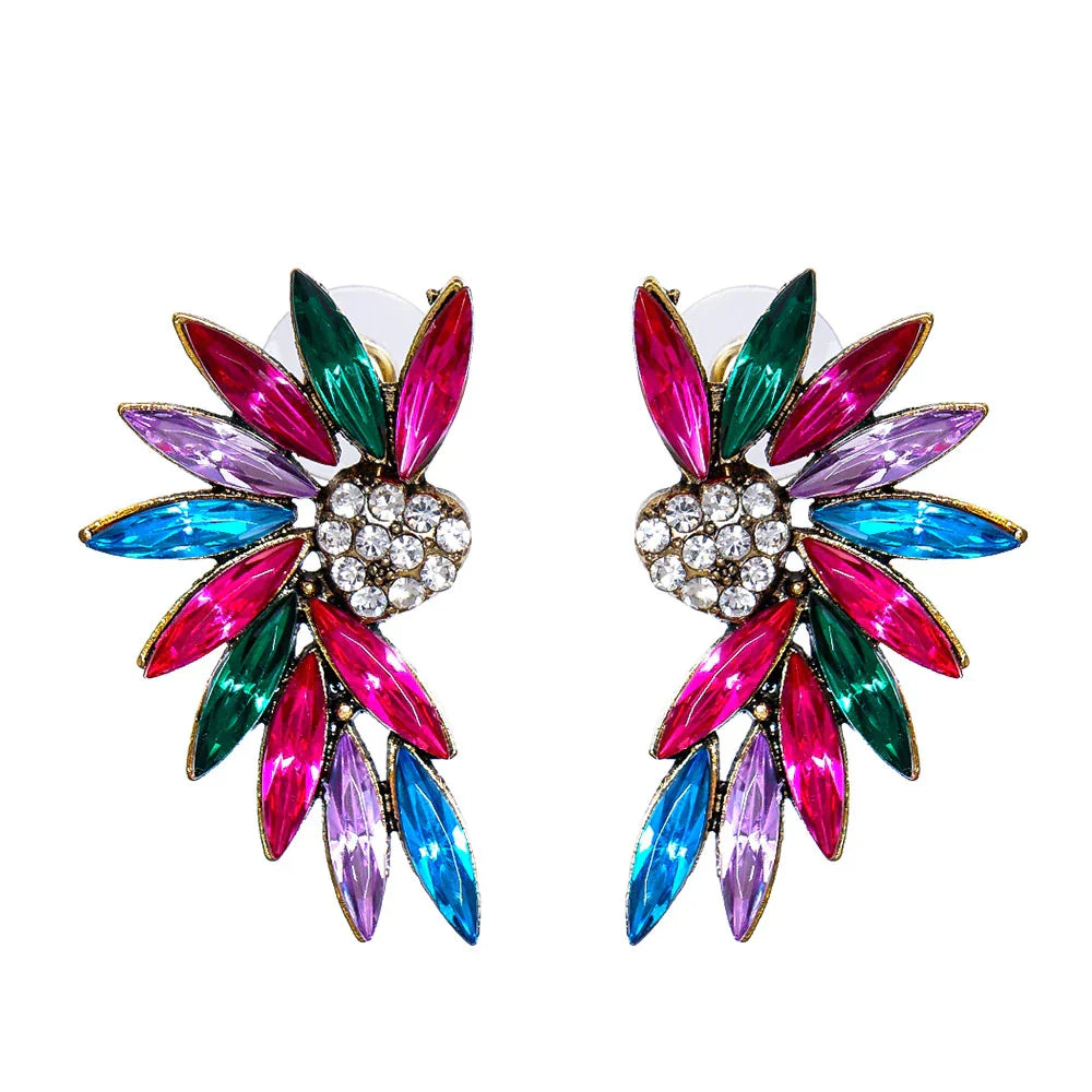 Pendientes Alas de Corazón en Brillantes multicolor