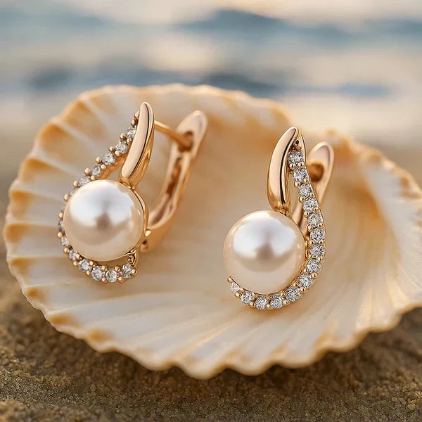 1+1 Offer: Lorelei | Buttoned Earrings With Pearl + Pearl Gold Necklace