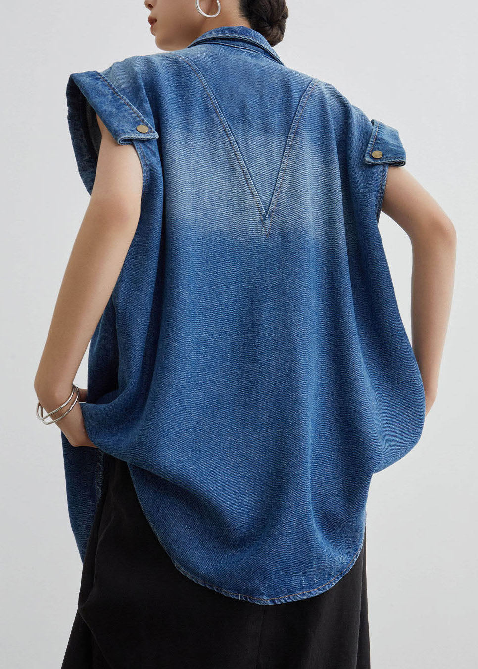 Blue Peter Pan Collar Button Denim Shirt Coat Summer
