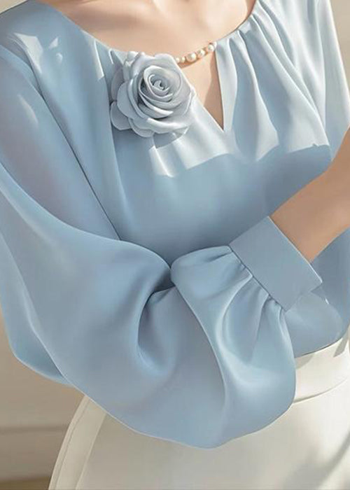 Stylish Blue Chiffon Shirt Fall