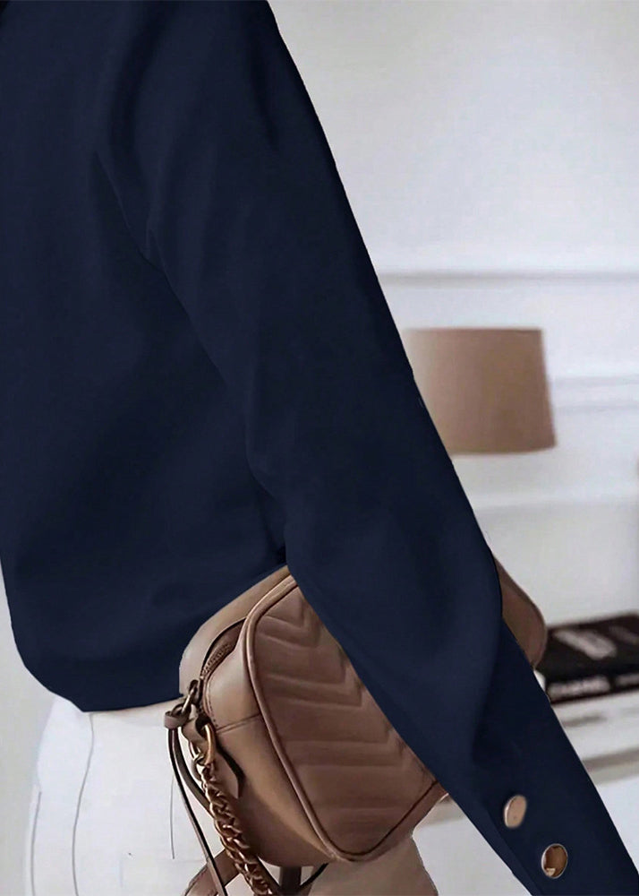 Modern White Stand Collar Button Cotton Blouse Top Spring