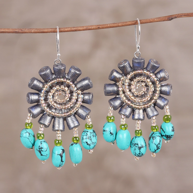 Blue Stone Beads Earrings