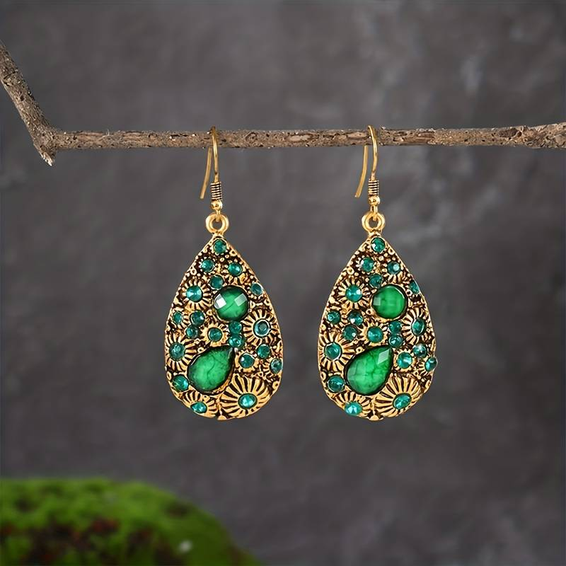 Green Bright Drop Earrings
