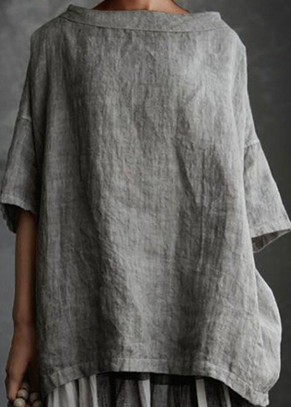 Grey O-neck Patchwork T Shirts Summer