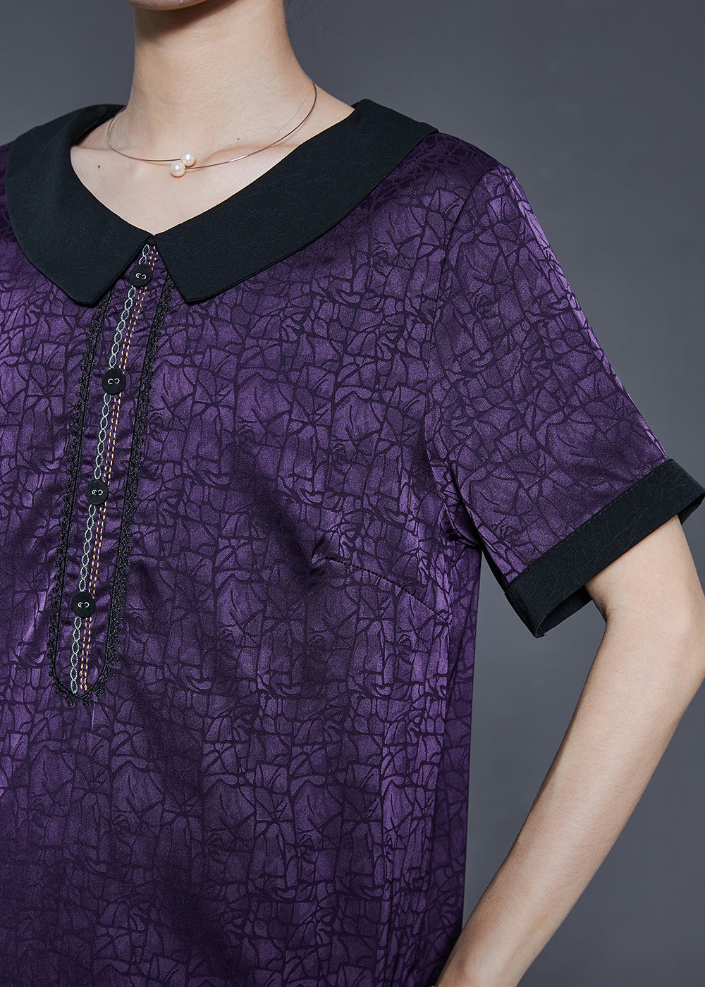 Dull Purple Wrinkled Silk Long Dress Summer