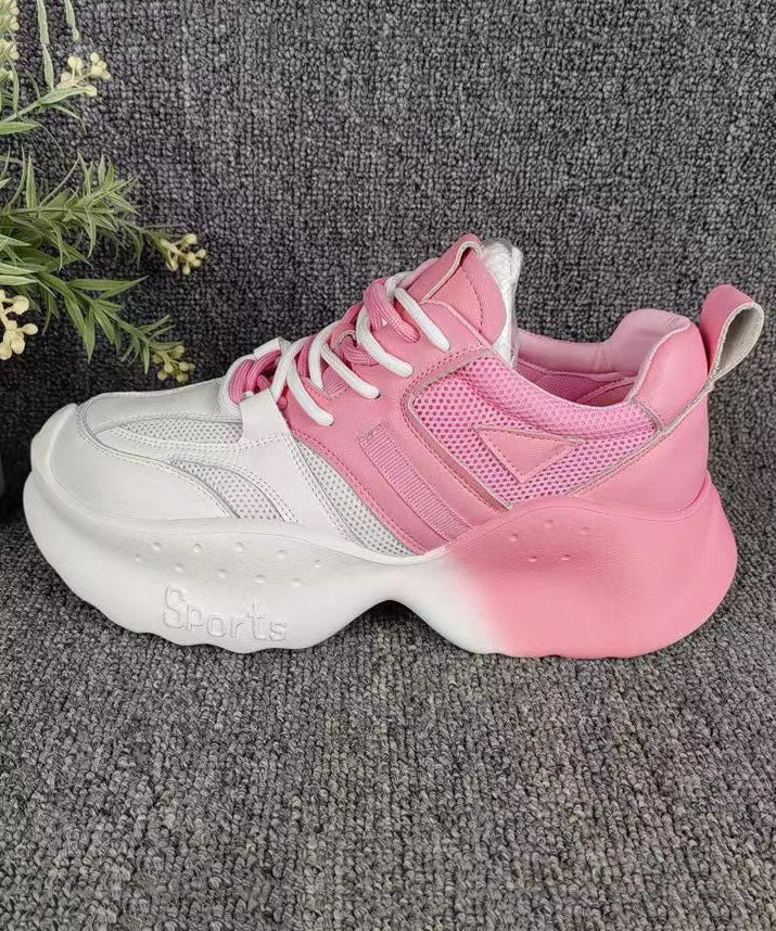 Comfy Gradient Pink Breathable Mesh Platform Sport Shoes