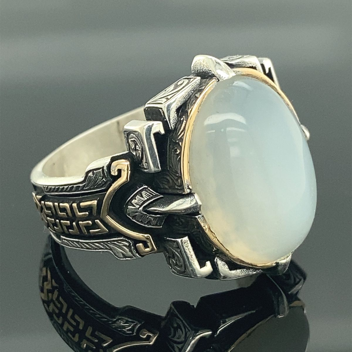 White Opal Seal Ring