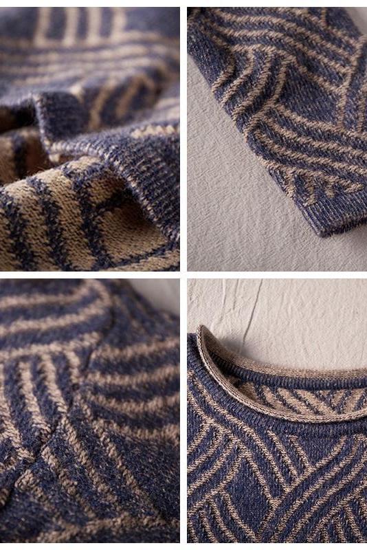 Loose Blue Sweater Dresses Causal Winter Clothes