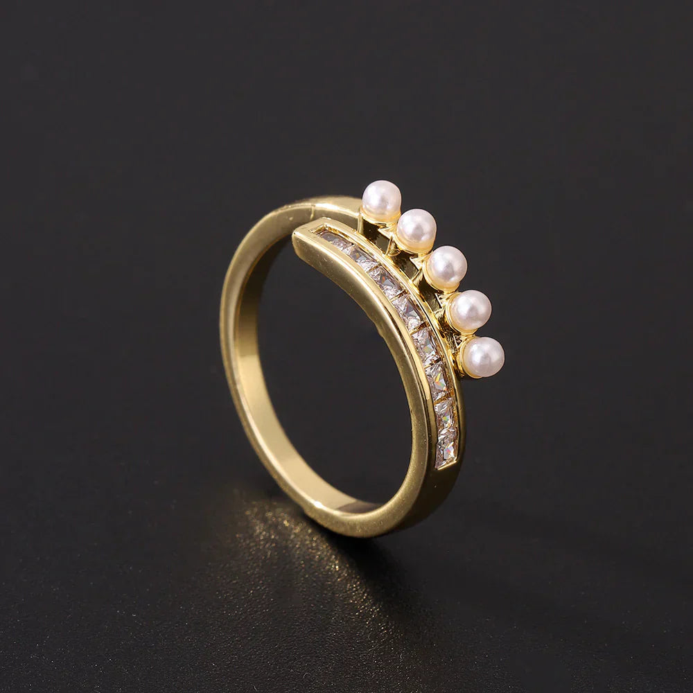 Open Zirconia & Pearl Ring