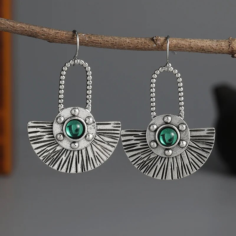 Inlaid Green Zirconia Earrings