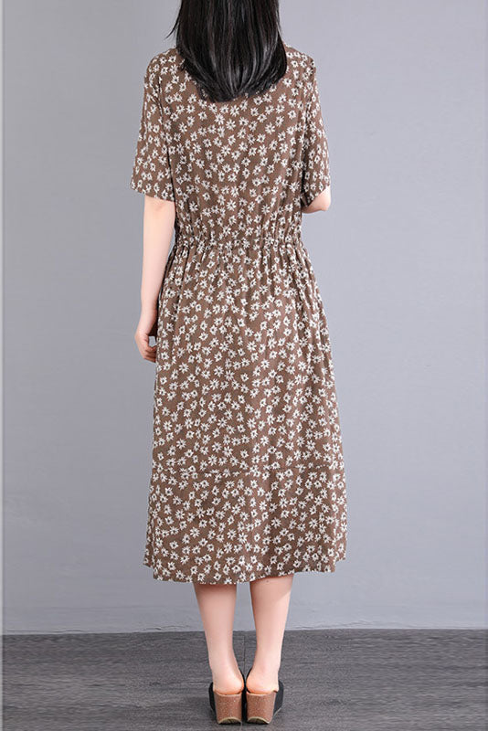 Summer New Printed Dress Short Sleeve Long Dress