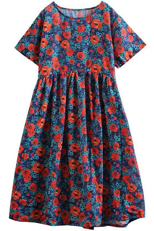 Limited Stock- Print Cotton Linen Loose A-line Dress