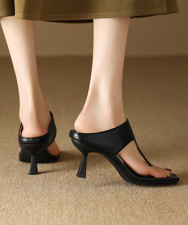 Green High Heel Flip Flops Faux Leather
