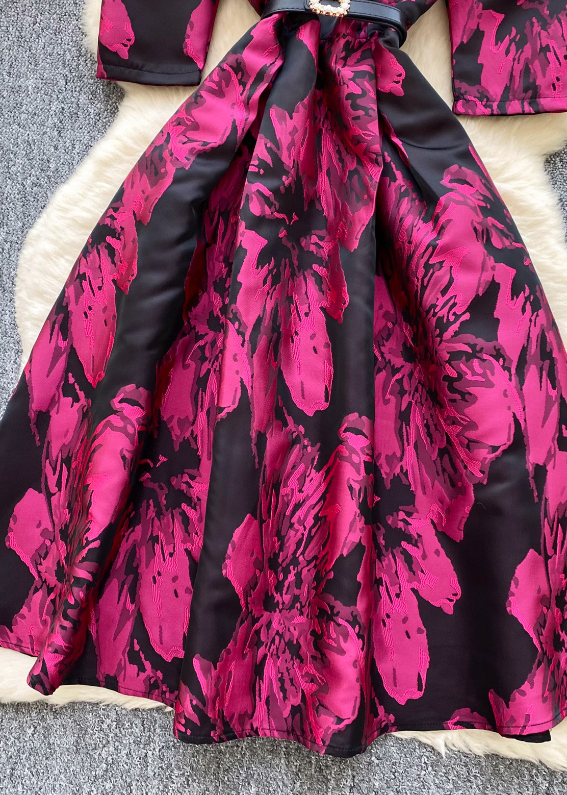 Rose Puff Sleeve Print Party Dresses