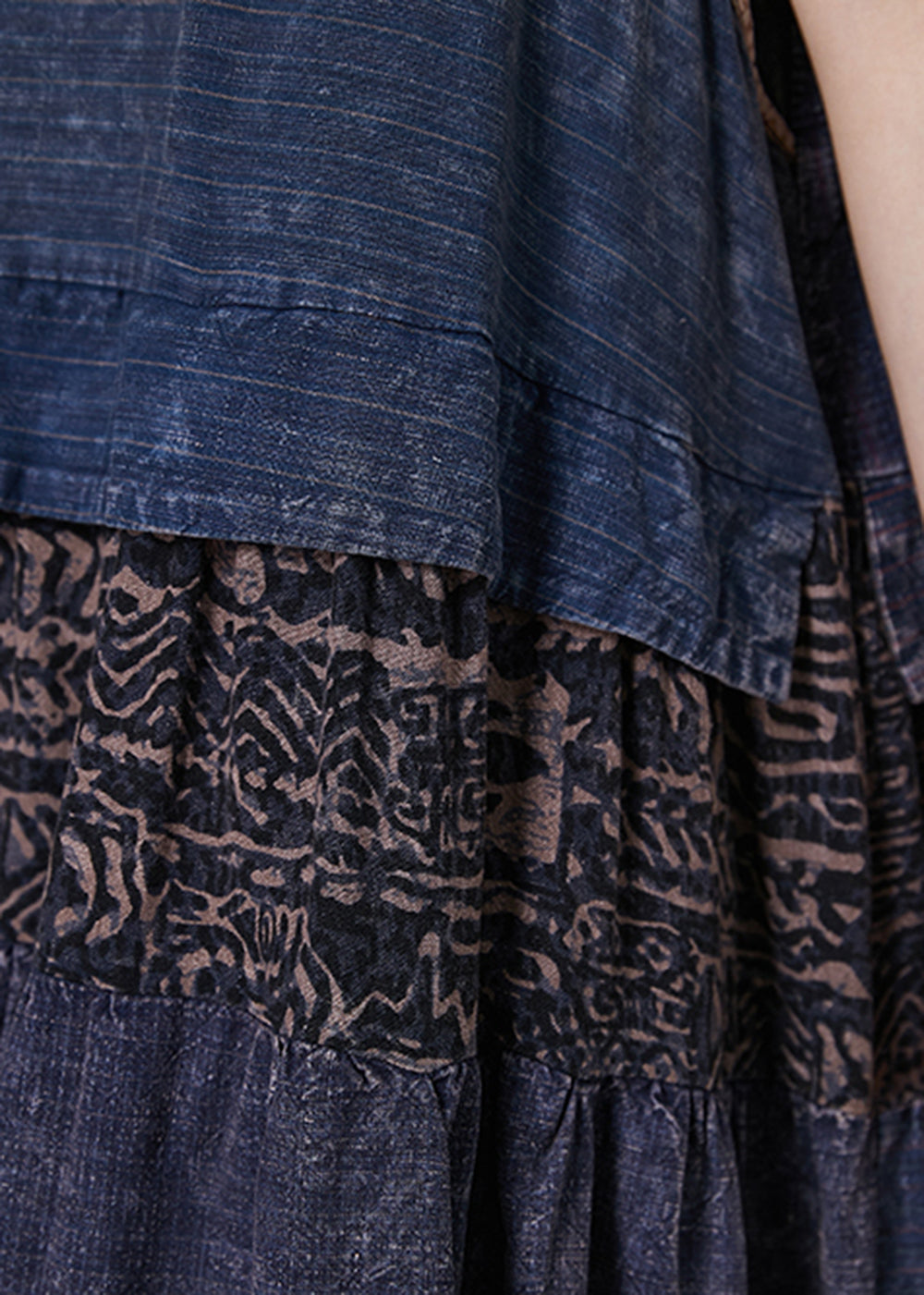Navy Patchwork Denim National Style Dresses Spring
