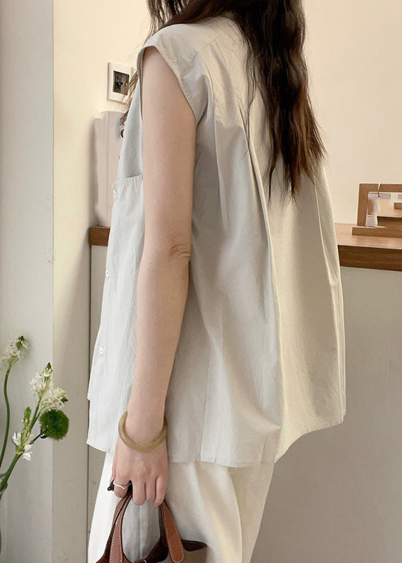 Apricot Stand Collar Asymmetrical T Shirt Short Sleeve