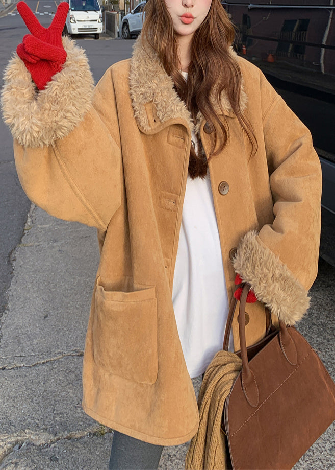 Khaki Wear on Both Sides Fleece Wool Lined Trench Winter