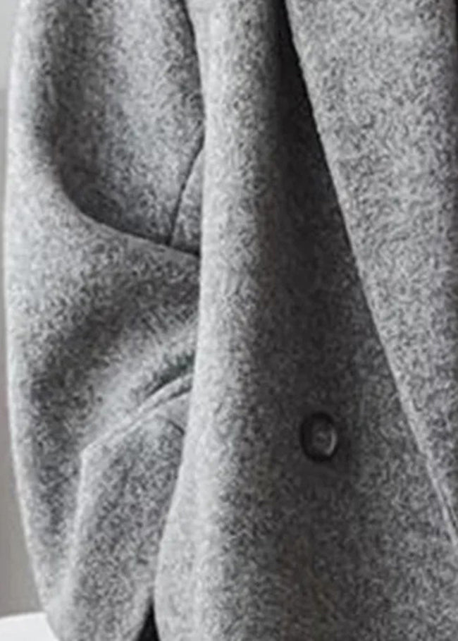 Blue Peter Pan Collar Pockets Woolen Coats Fall