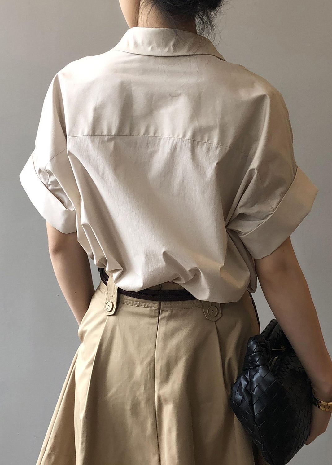 Apricot Peter Pan Collar Cotton Blouse Tops Summer
