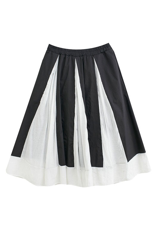 Black Loose Color Block Skirt