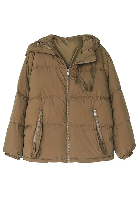 - Winter Color Hooded Short Down Jacket