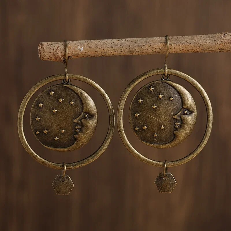 Golden Moon Night Earrings