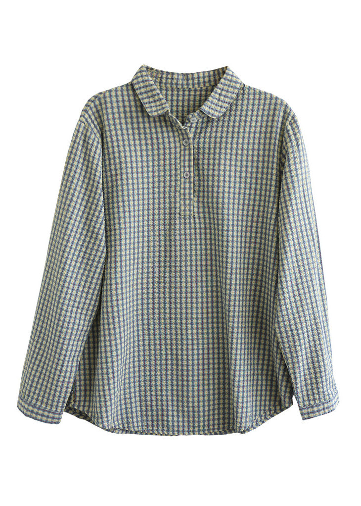 Blue Peter Pan Collar Cotton Top Spring