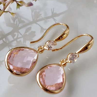 Pink Crystal Drop Earrings