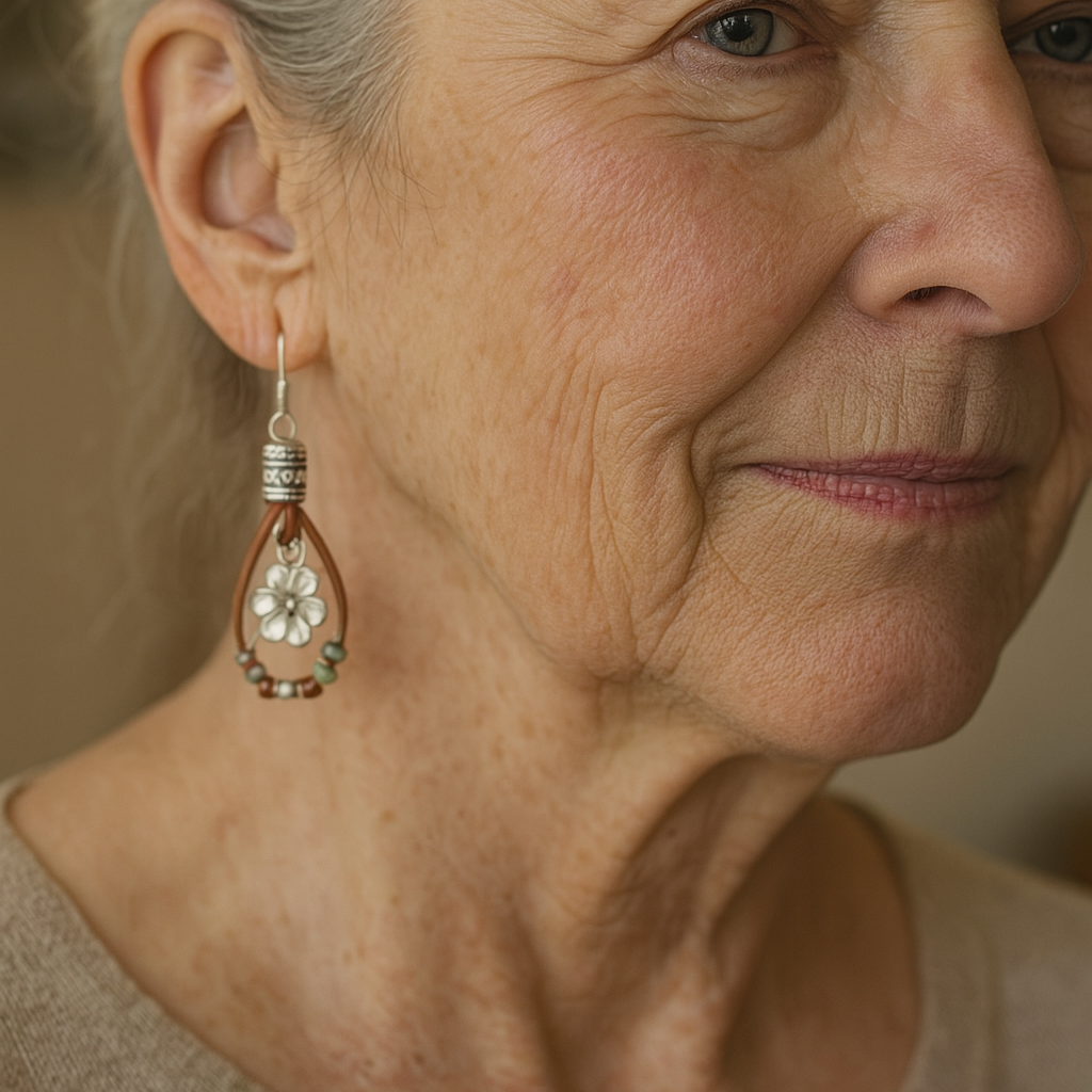 Leather Earrings With Flowers