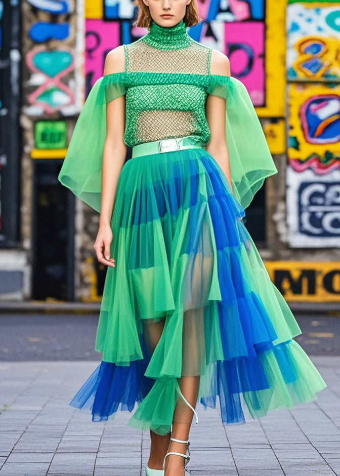 Colorblock Exra Large Hem Tulle Beach Skirts Summer
