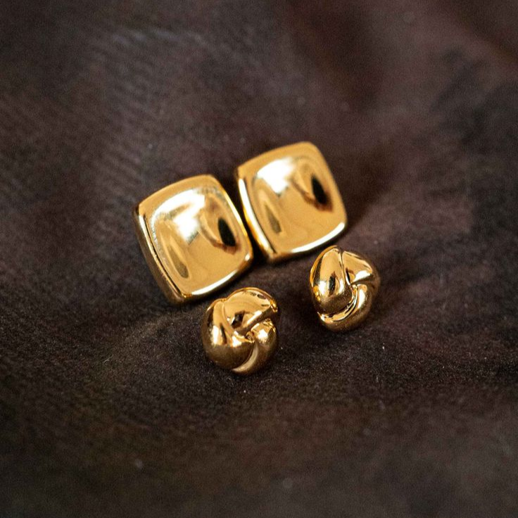 Golden Square Earrings