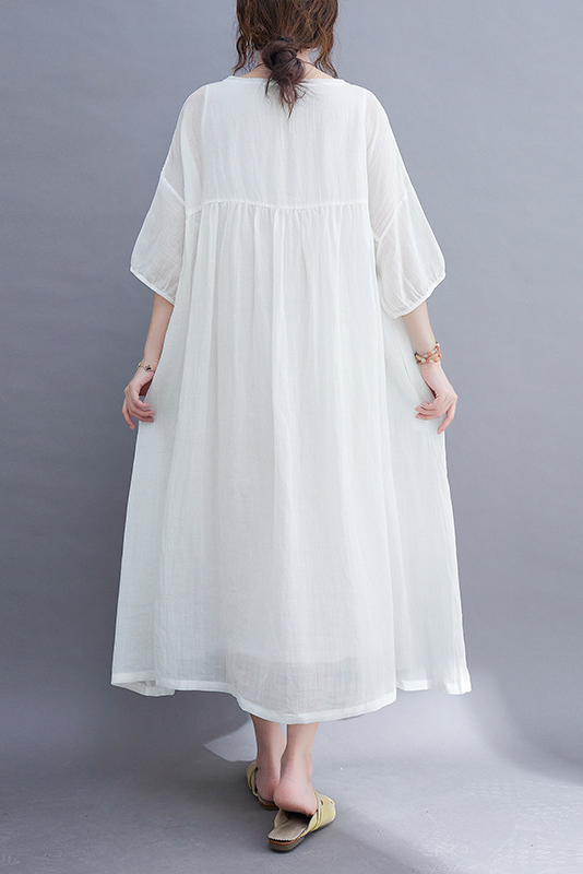 Summer Loose Double Pleated Dress Holiday Style Dress