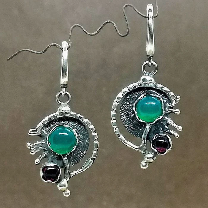 Turquoise Crystal Silver Earrings