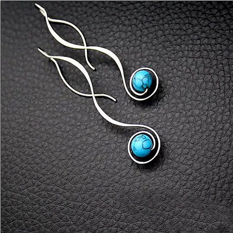 Dangling Turquoise Stone Earrings