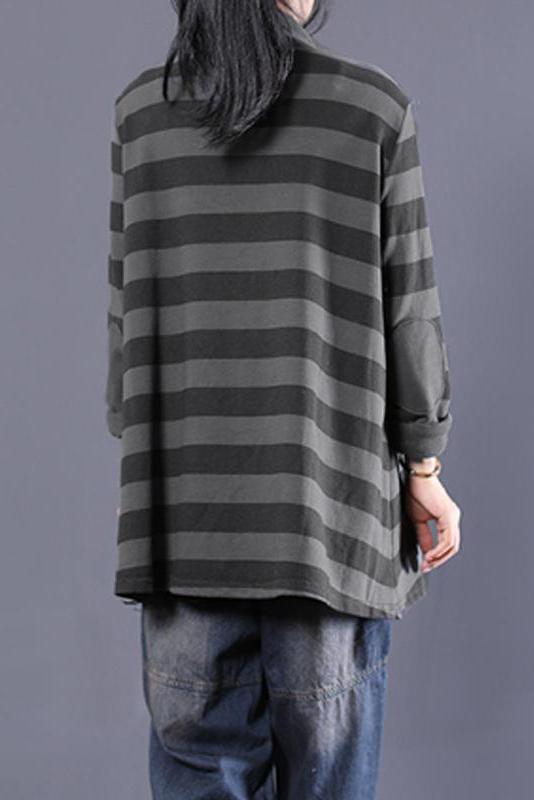 Limited Stock- Female Cotton Striped Turtleneck Sweatshirt