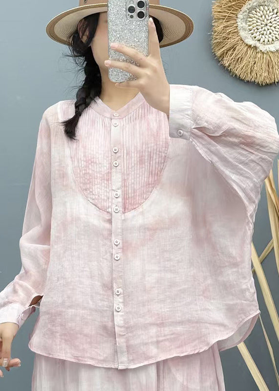 Italian Apricot Oversized Wrinkled Linen Upf 50+shirt Summer