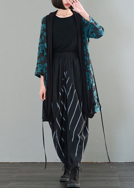Green Oversized Patchwork Jacquard Cotton Cardigan Fall