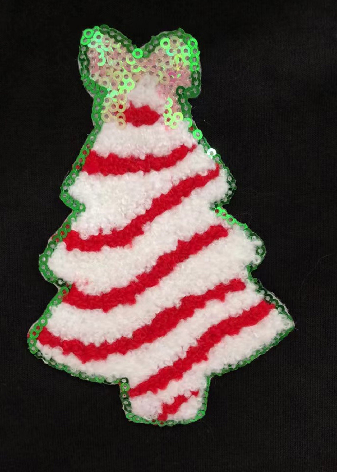 Black O Neck Christmas Tree Sequins Cotton Sweatshirt Fall