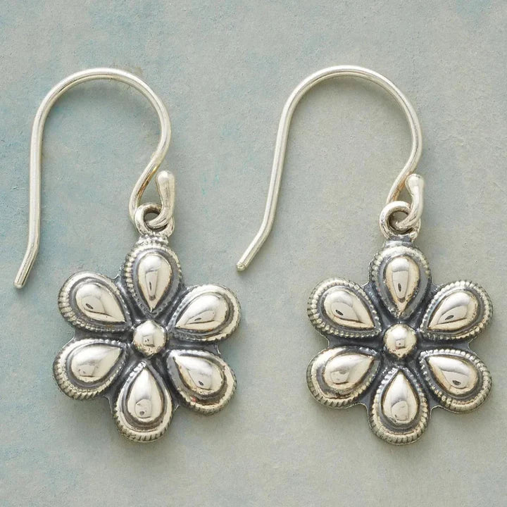 Aretes Florales Plateados Vintage