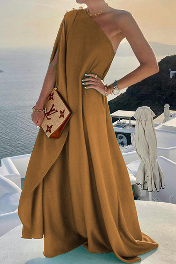Alyse One Shoulder A-line Party Maxi Dress