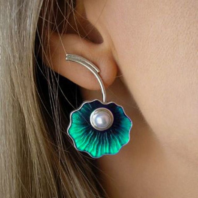 Pearl Green Blossom Earrings
