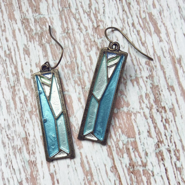 Blue Painted Earrings