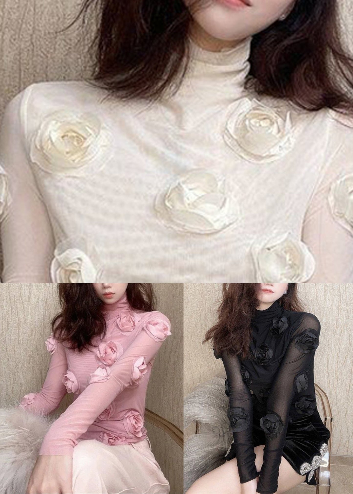 Art Beige Tulle T Shirts Spring